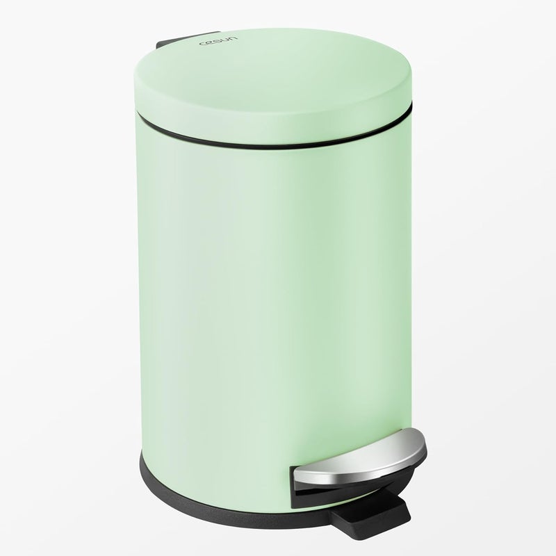 Cesun 1.2 Gallons Small Green Trash Can, Bathroom Garbage Can with Lid and Foot Pedal, Mini Round Wastebasket for Bathroom, Bedroom, Office, 4.5 Liters / 1.2 Gallons, Green - Image 1